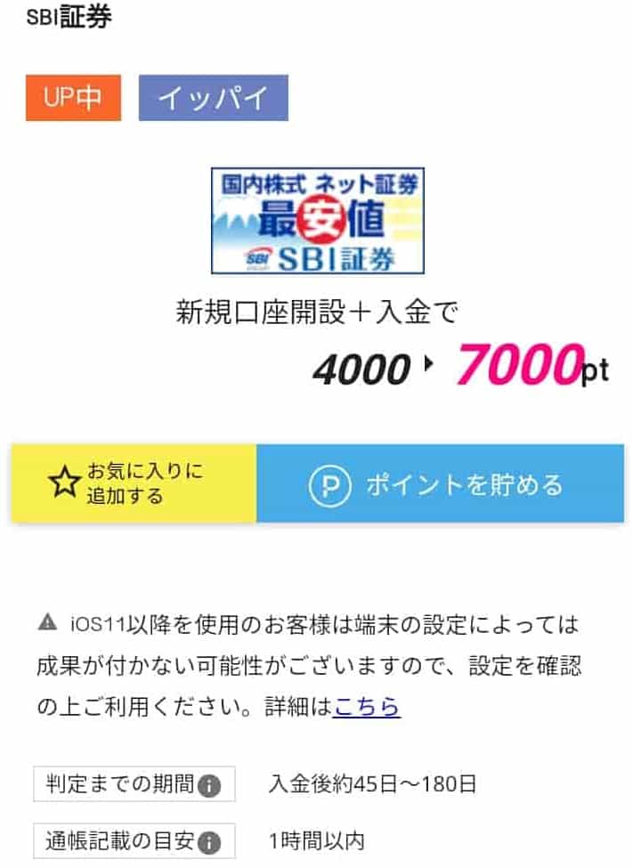 SBI証券広告(スマホ版ハピタス2021年8月)