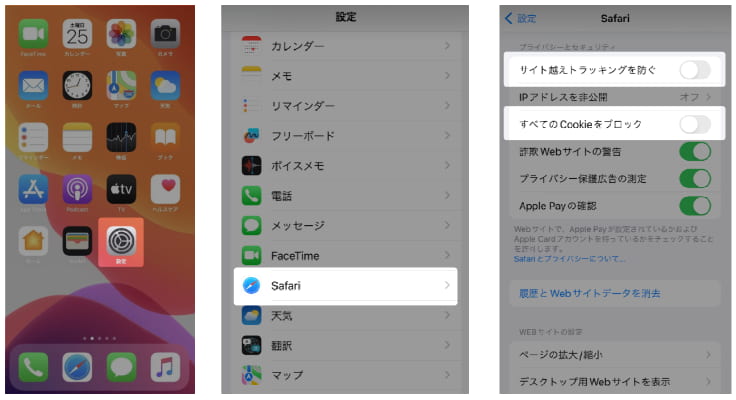 ITP等の初期設定（iPhone）