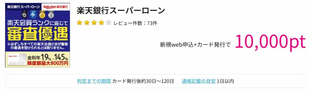 楽天銀行スーパーローン広告（ハピタス10000円）