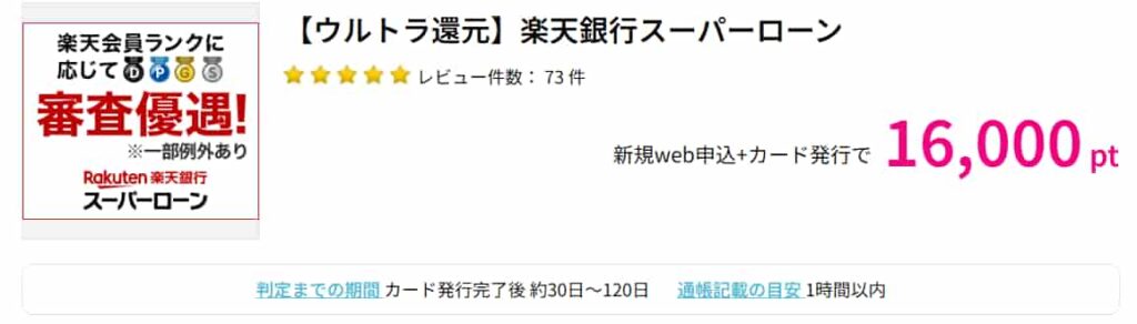 楽天銀行スーパーローン広告(ハピタス16000円)