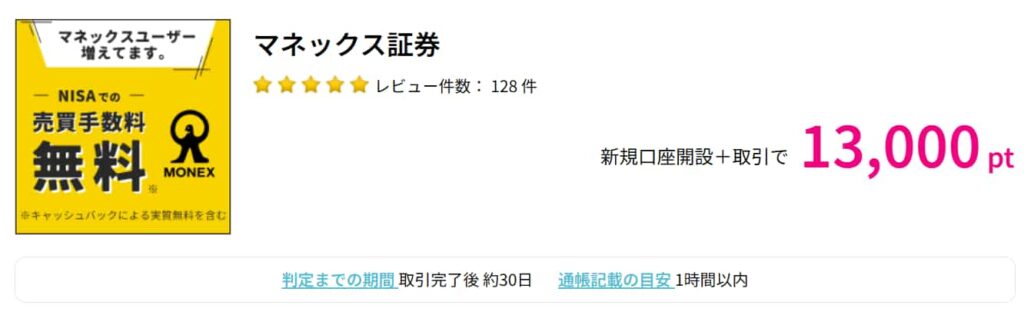 マネックス証券広告(PC版ハピタス13000円)