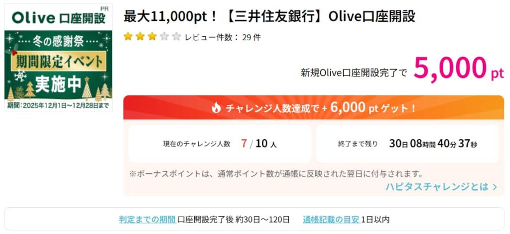 Olive広告(PC版ハピタス5000pt)